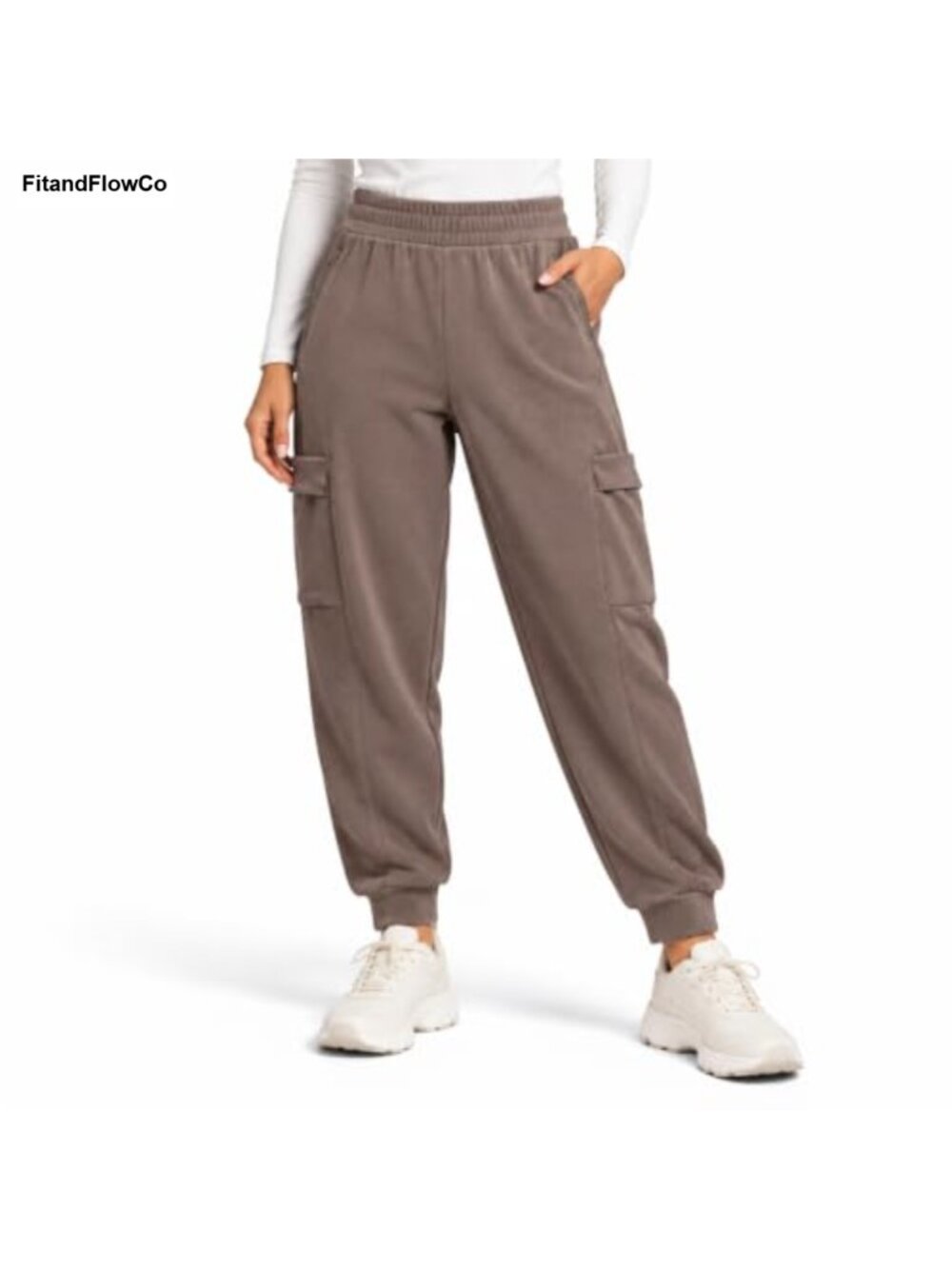 Fleece Cargo Jogger Sweatpants Stretch Tapered Winter Pants